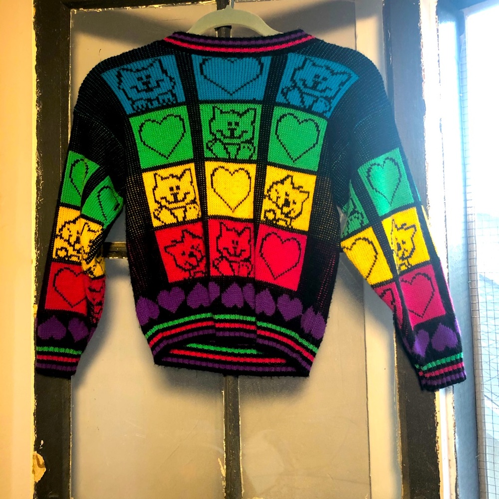 Y2K, 90s, KITTEN COLOR BLOCK SWEATER